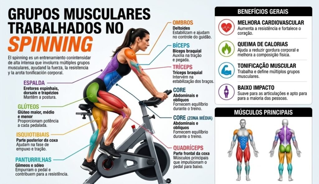 Quais os grupos musculares que o spinning trabalha 3 musculos que o spinning trabalha