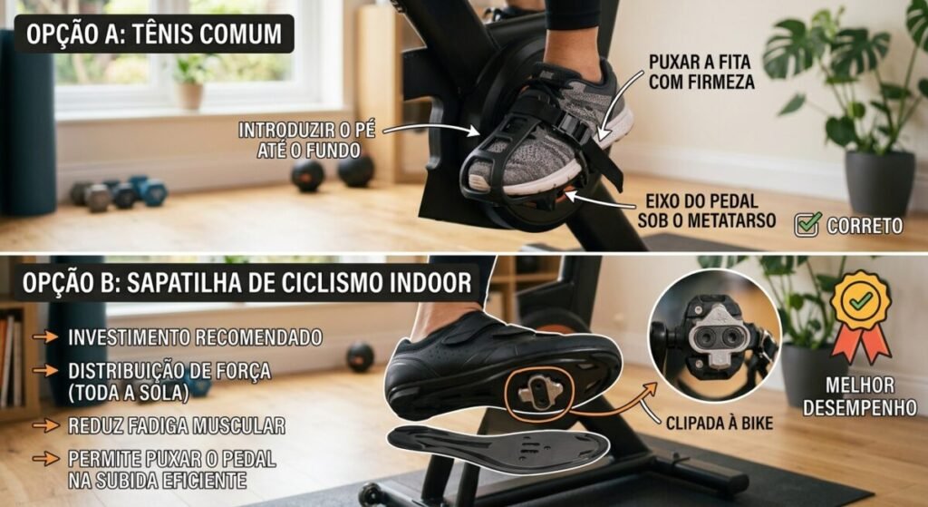 ajustando a bike spinning